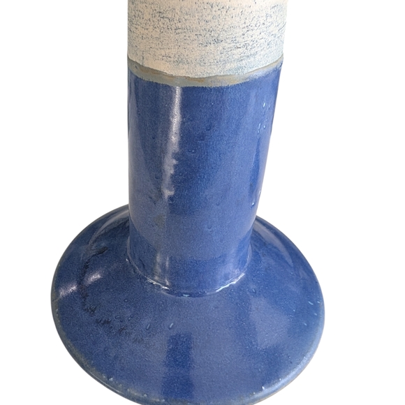 Vintage Mid-Century Modern Blue Art Pottery Vase / Candleholde/Ashtray - Picture 12 of 16
